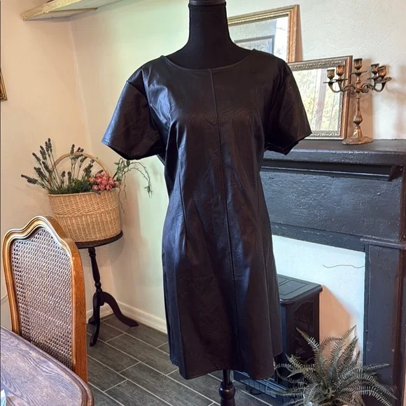 Elegant Black Leather Dress - Picture 1 of 3